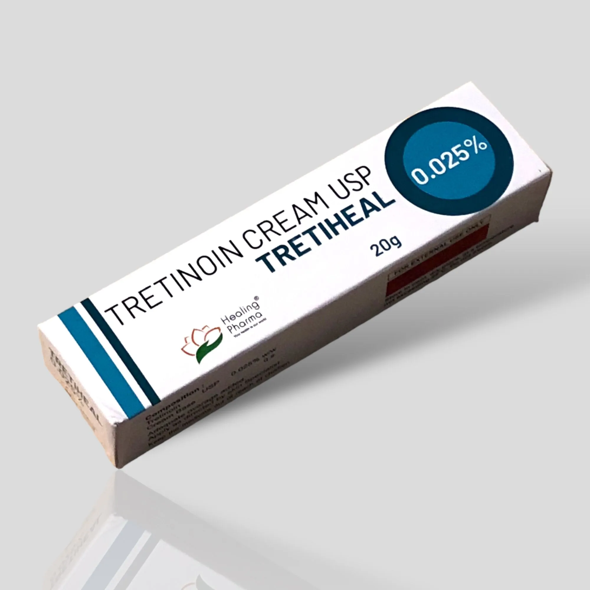 Tretinoin-cream-Tretiheal-0.025-verpakking Tretinoin 0.025% Cream 20g (Tretiheal) - Image 1